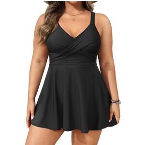 B2Prity One-Piece Swim Dress Tummy Control Adjustable Swimsuit L NWT